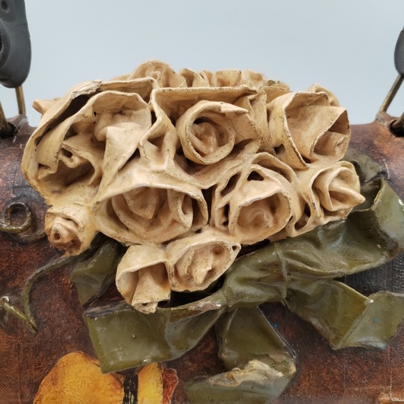 VINTAGE Handmade Holly Hobbie Paper Mache Decoupage Purse Lunchbox Kitsch - Picture 3 of 16